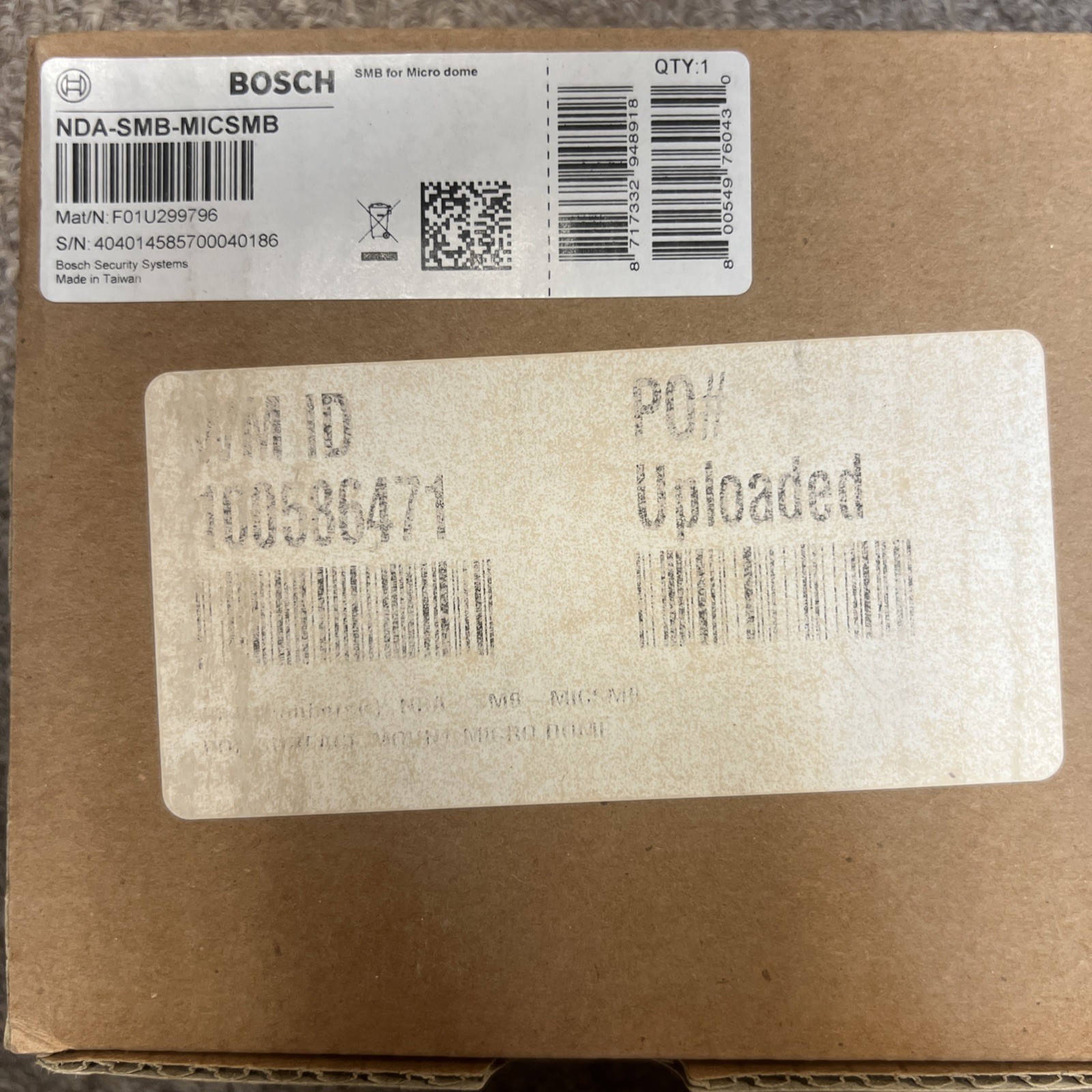New Bosch NDA-SMB-MICSMB Surface Mount Box for Micro Dome Camera F01U299796