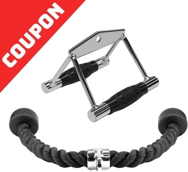 Durable Cable Machine Set: Double D Handle & Tricep Rope for Maximum Results