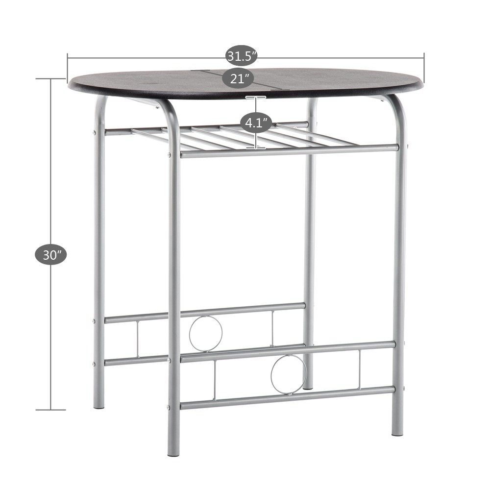 PVC Breakfast Table (One Table and Two Chairs) Black