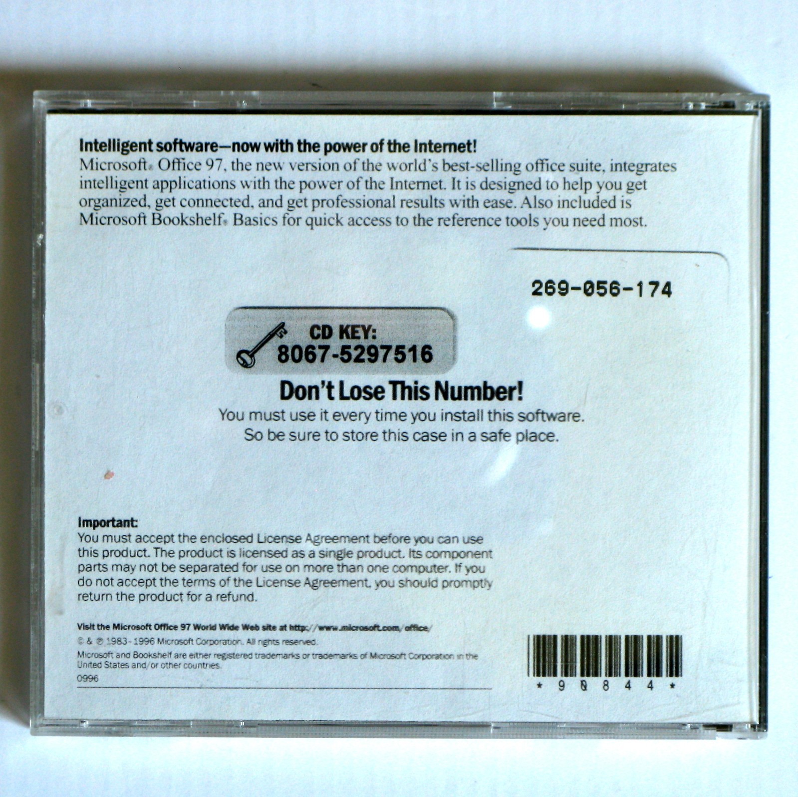 Microsoft Office 97 Professional Edition, SR-1, with CD KEY