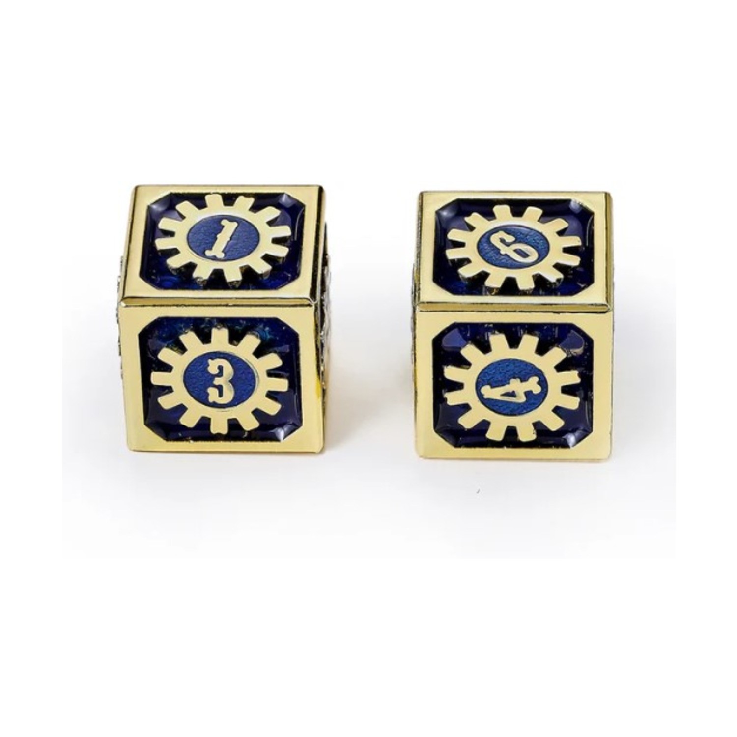 HYMGHO Cogcraft Fidgets 17mm 2d6 Vault Dweller Set - Blue & Gold (2) New