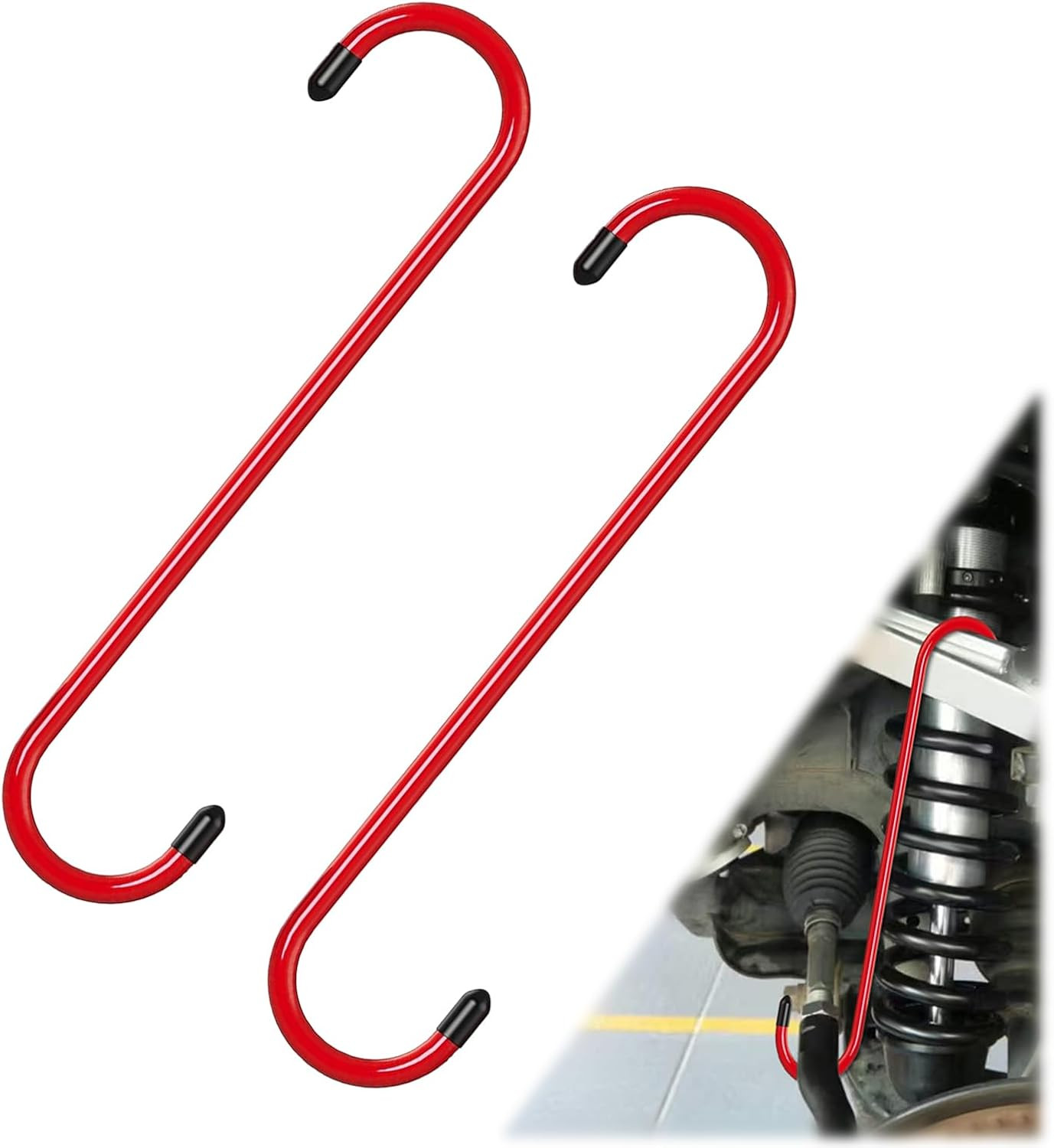 2PCS Brake Caliper Hanger Caliper Hangers Hooks with Rubber Tips, Durable Steel,