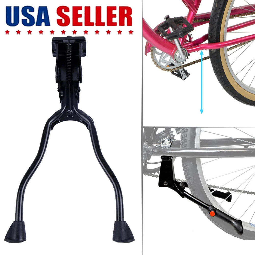 Bicycle Double Leg Side Stand Kick Kickstand Bike Support Spring Center Black/