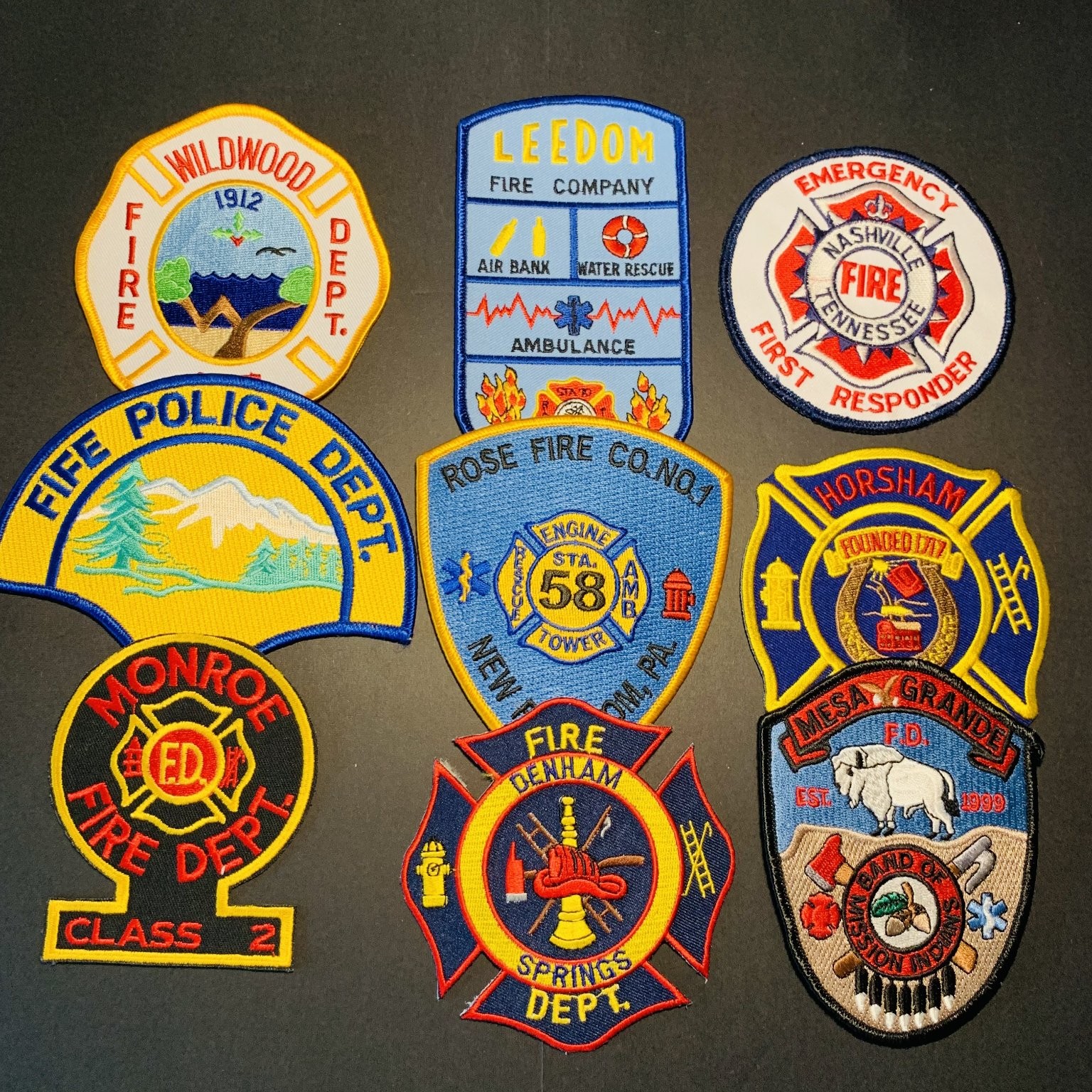Lot 9 Firefighting & Rescue Patches Lot of 9 Mixed Departments US