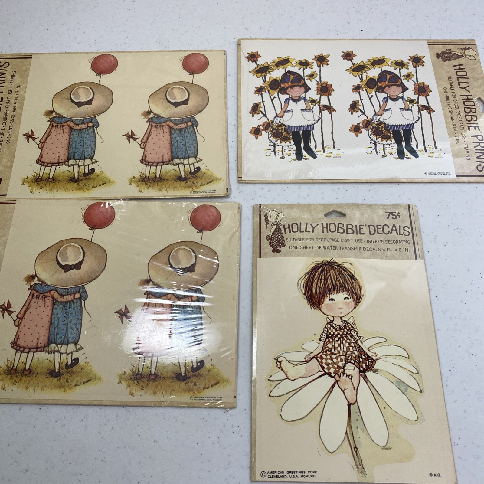 Vintage Holly Hobbie Decals Prints Decoupage Bundle Lot Of 4