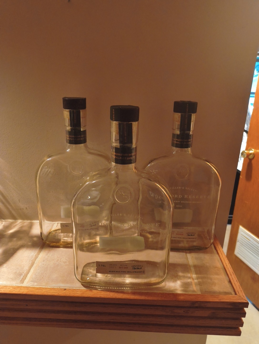 3ct Woodford Reserve Kentucky Bourbon Whiskey EMPTY  1.75L Bottles with Corks