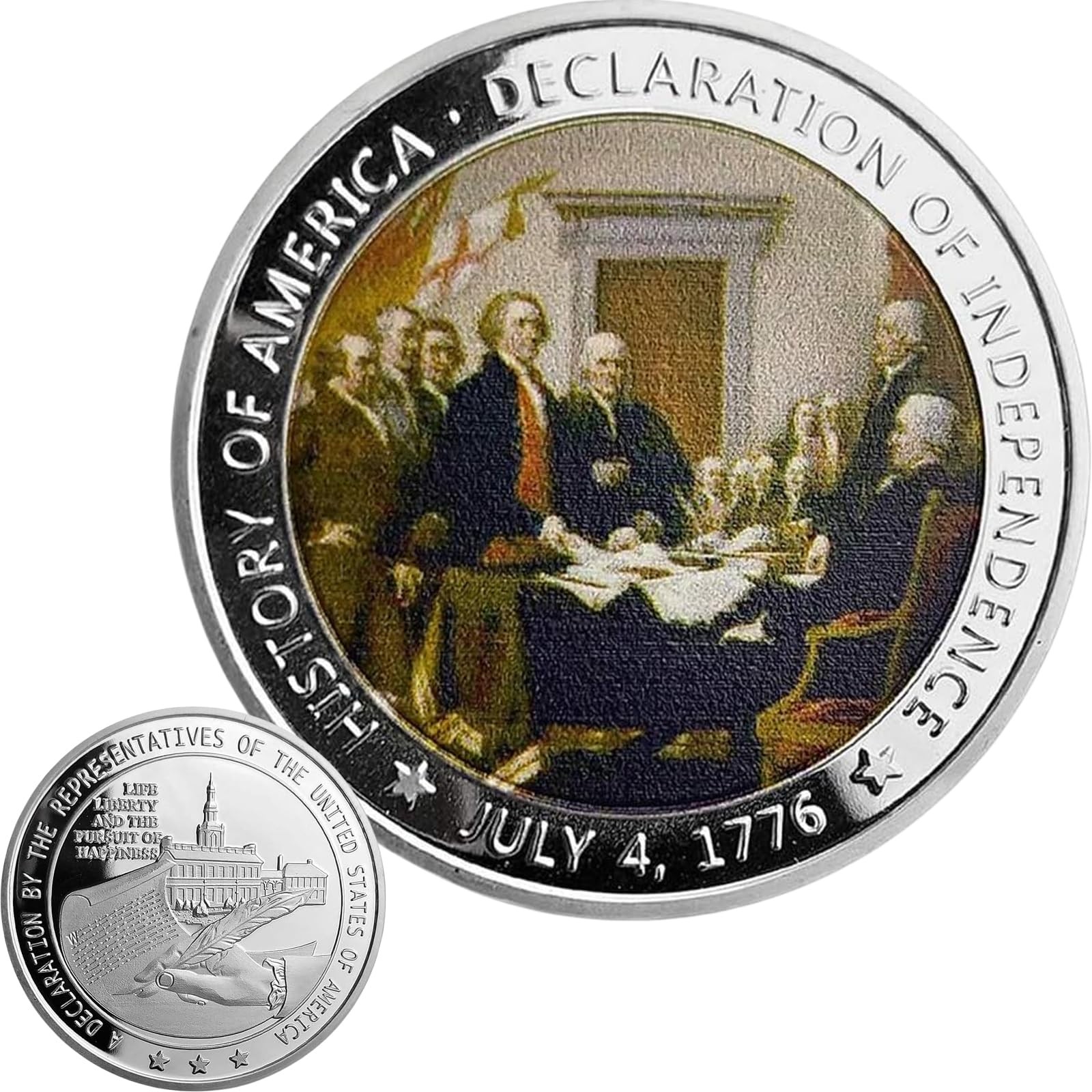 U.S. Military Challenge Coin 1776 Declaration of 1.57 Inches, Gold Plating