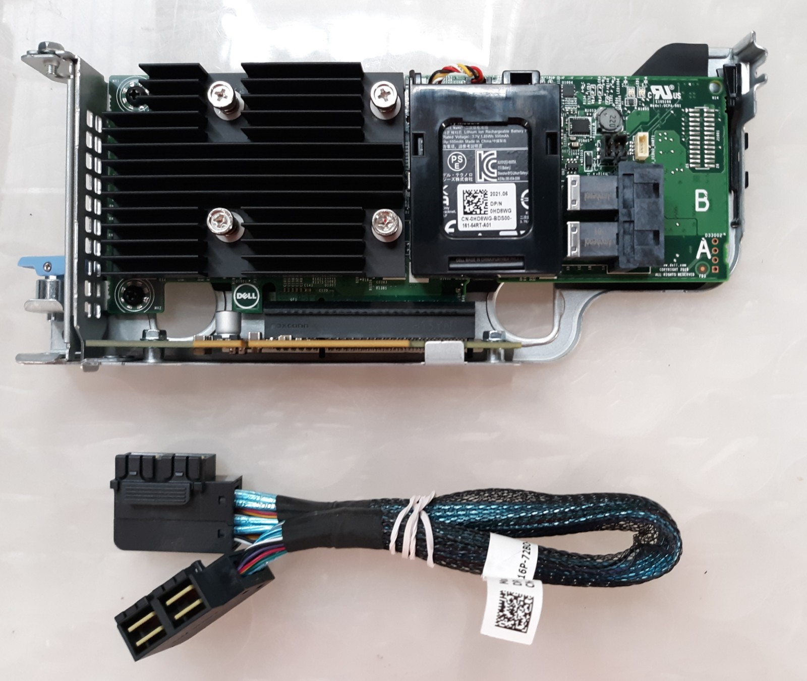 Dell PERC 0XYHWN SAS Raid Controller w/ Riser Card Assembly+SAS Cable+Battery