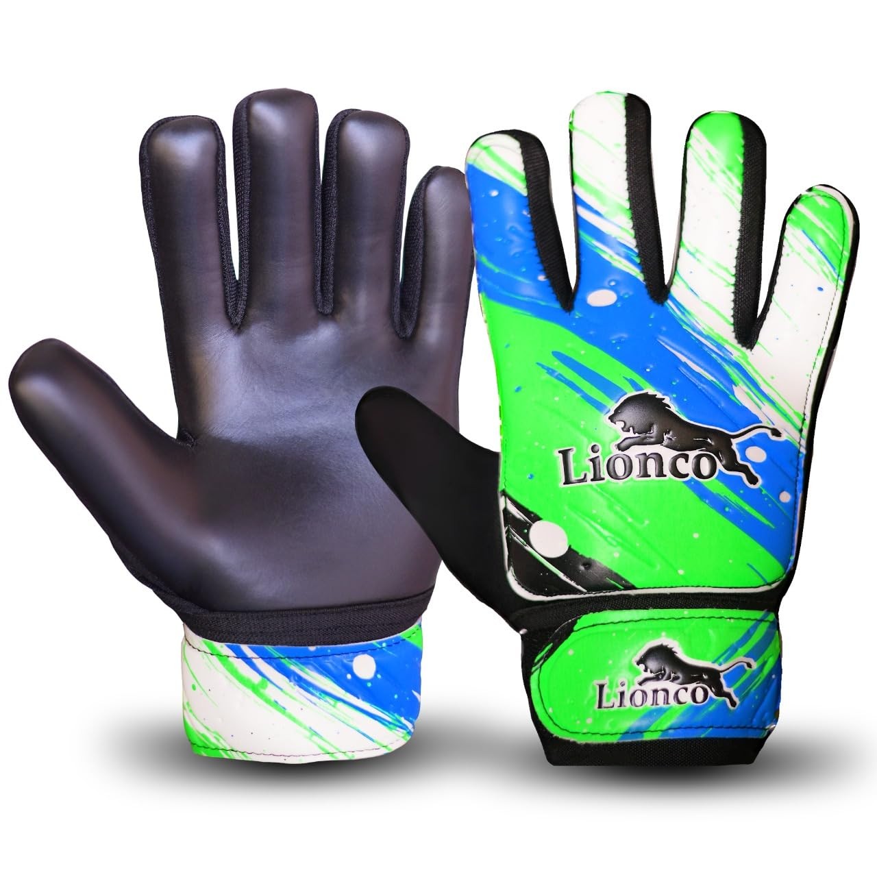 LIONCO Kids Goalie Gloves,Youth Size 8 Suitable for M-L adult, GREEN