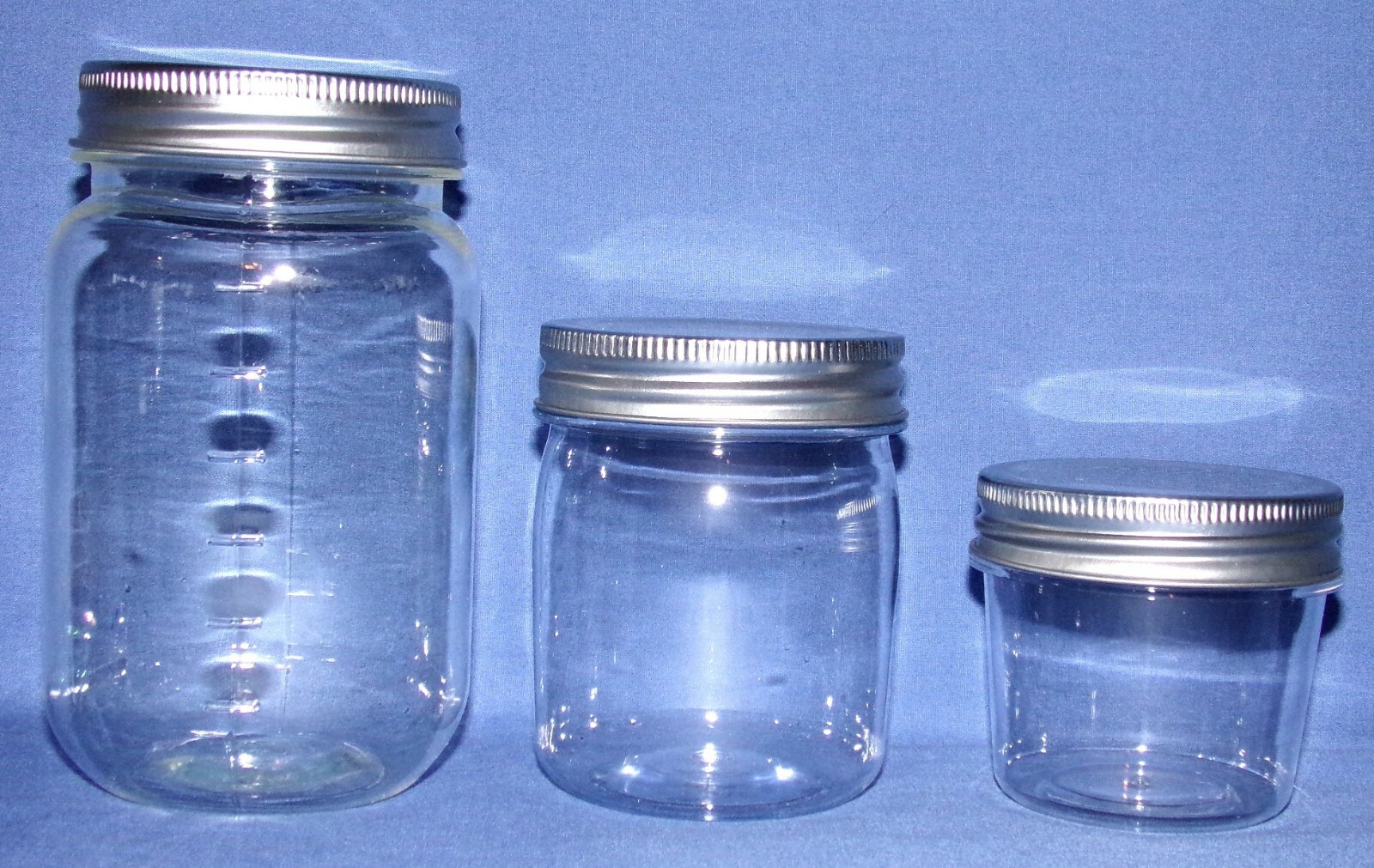 Mason look alike Clear Plastic Jars w/Metal Screw Lid Tops Plastic Jars 4oz 16oz