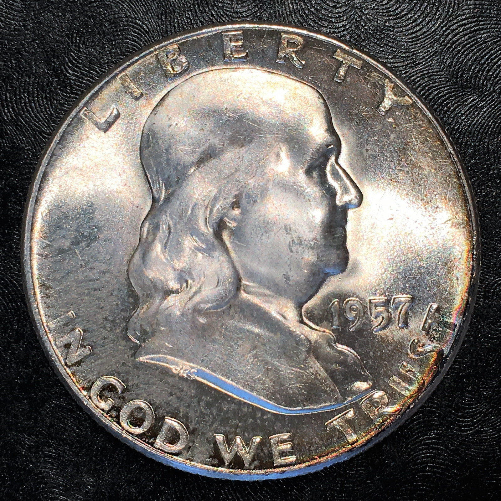 1957 Franklin Half Superb Brilliant Uncirculated - High Quality Scans #E778