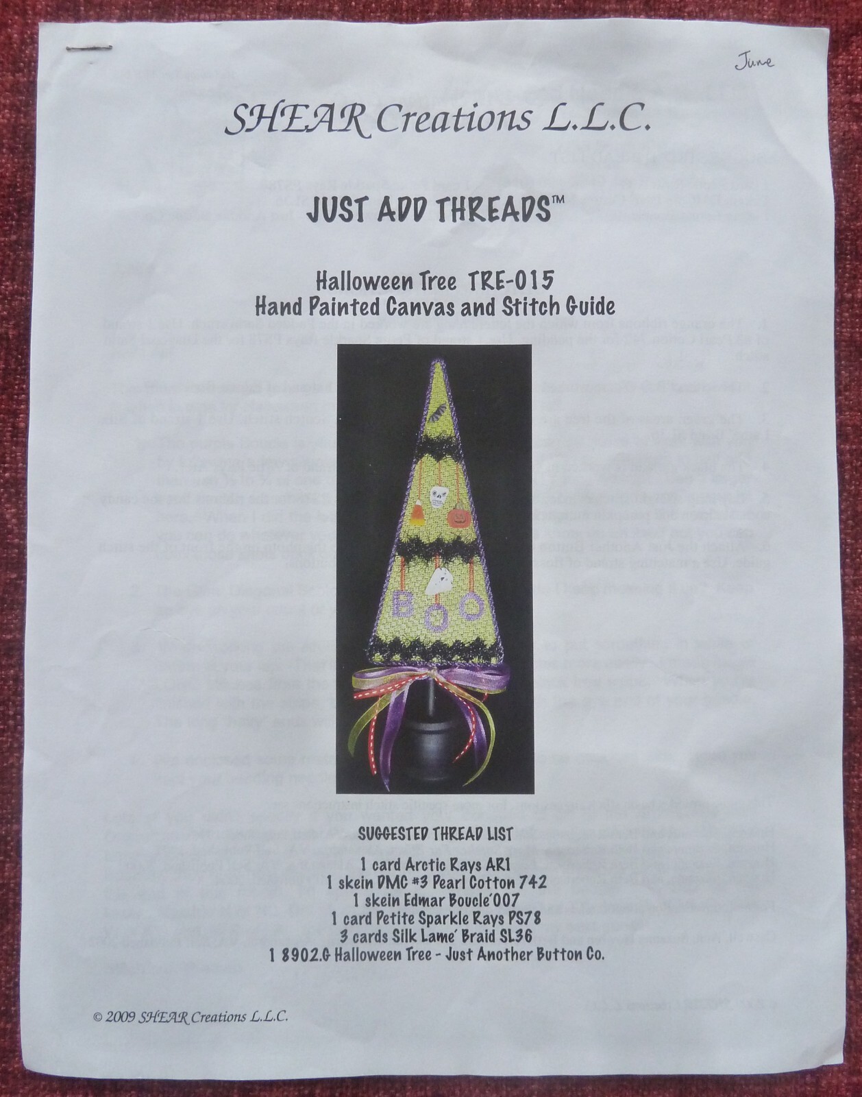 Shear Creations Halloween Tree TR-015 Stitch Guide Pre-owned Used