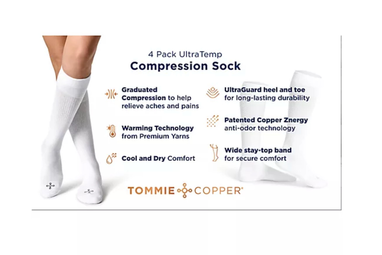 Tommie Copper 6 Pack SnugStay OTC Compression Socks Pink Stripe Medium NWT.