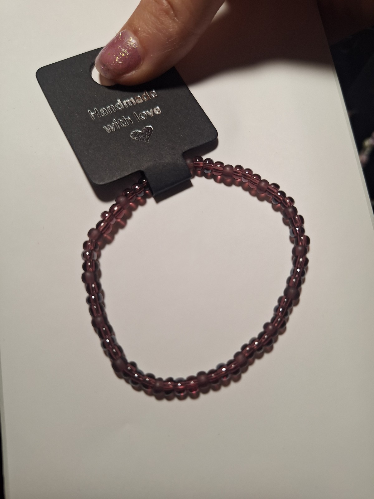 Handmade Medium Purple Braclet  7in In Length