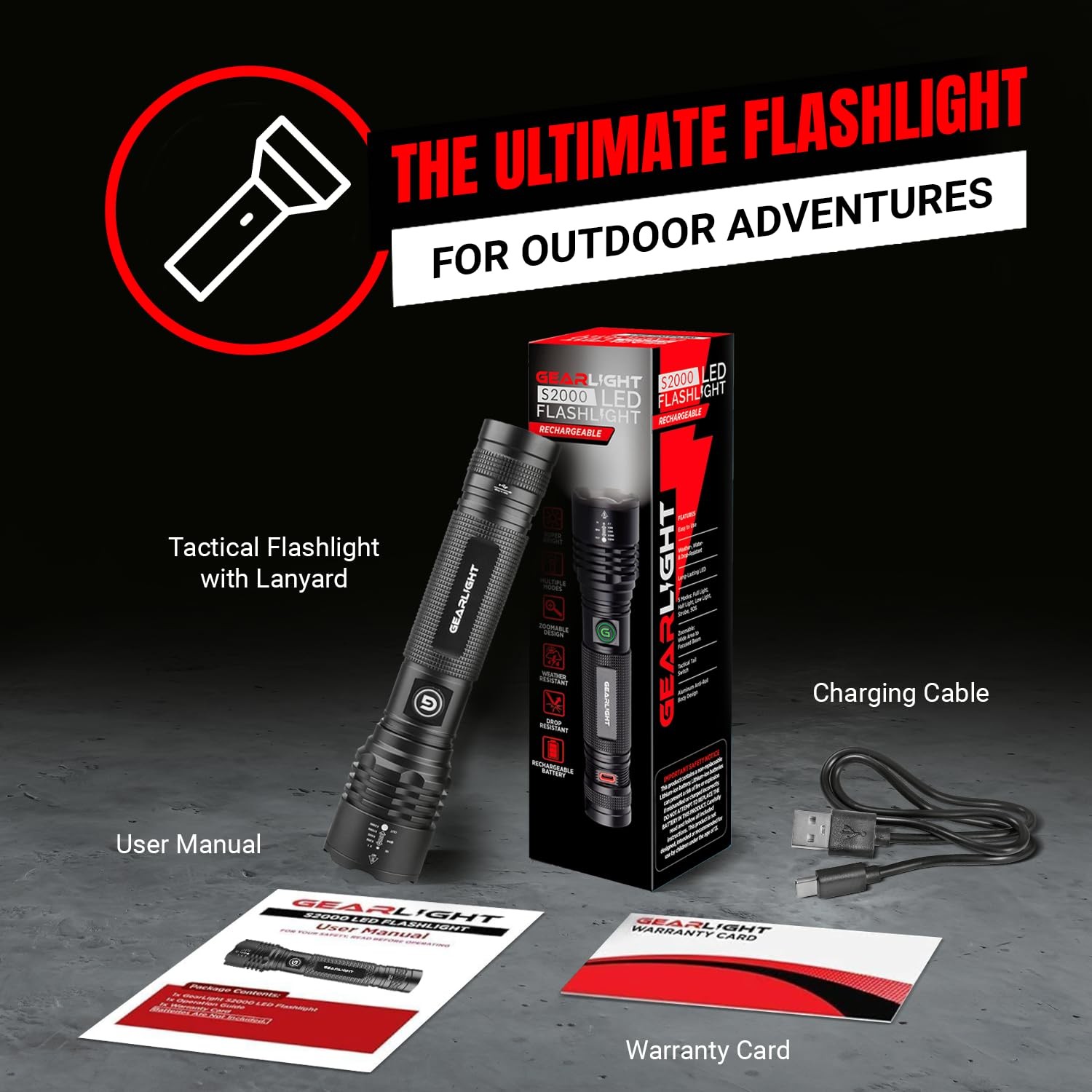 Gearlight S2000 Led Rechargeable Flashlight - Powerful Mid-Size