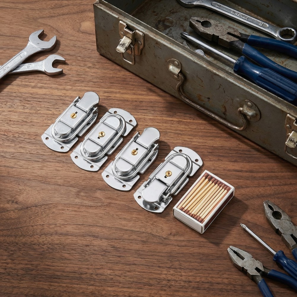 4 Pcs Locking Latches for Wood Boxes Jewelry Small Metal Hardware Buckle