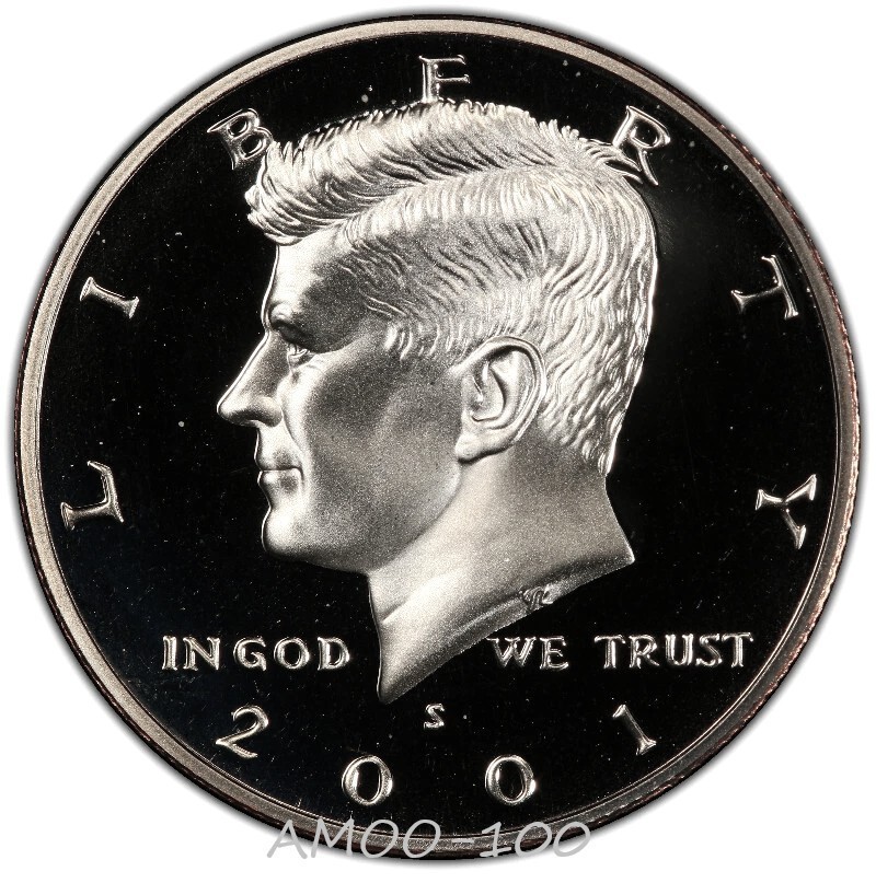 2001 P D S Kennedy Half Dollar Proof and 2 B.U. 3 Coin Set