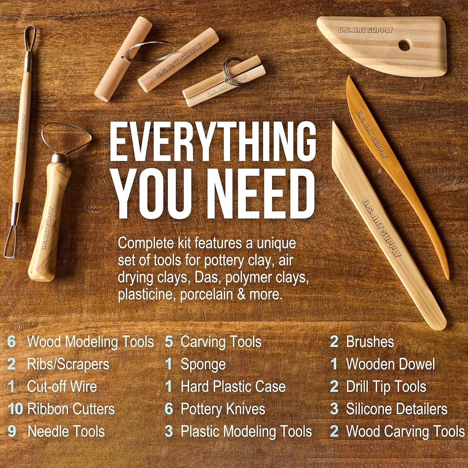 Complete 53-Piece Clay Tools Set