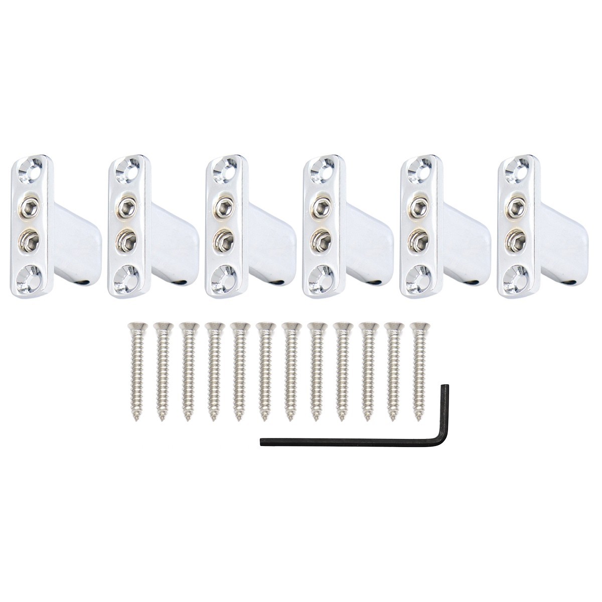 6Pcs Headless Bass String Locking Nut Metal Through-Body String Locking Silver