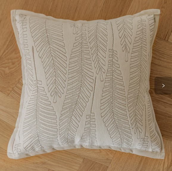 Nordic Jacquard Leaf Cushion Cover Cream Soft Textured Sofa Pillow Decor