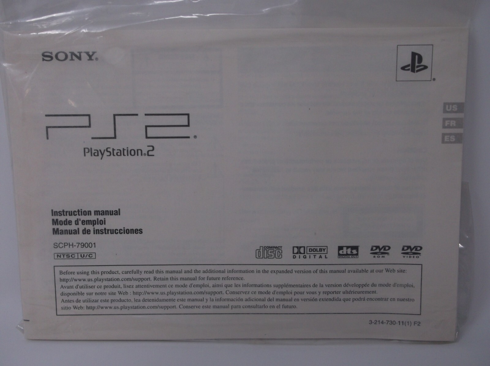 SONY PLAYSTATION 2 Instruction Manual with Online Start Up Disc