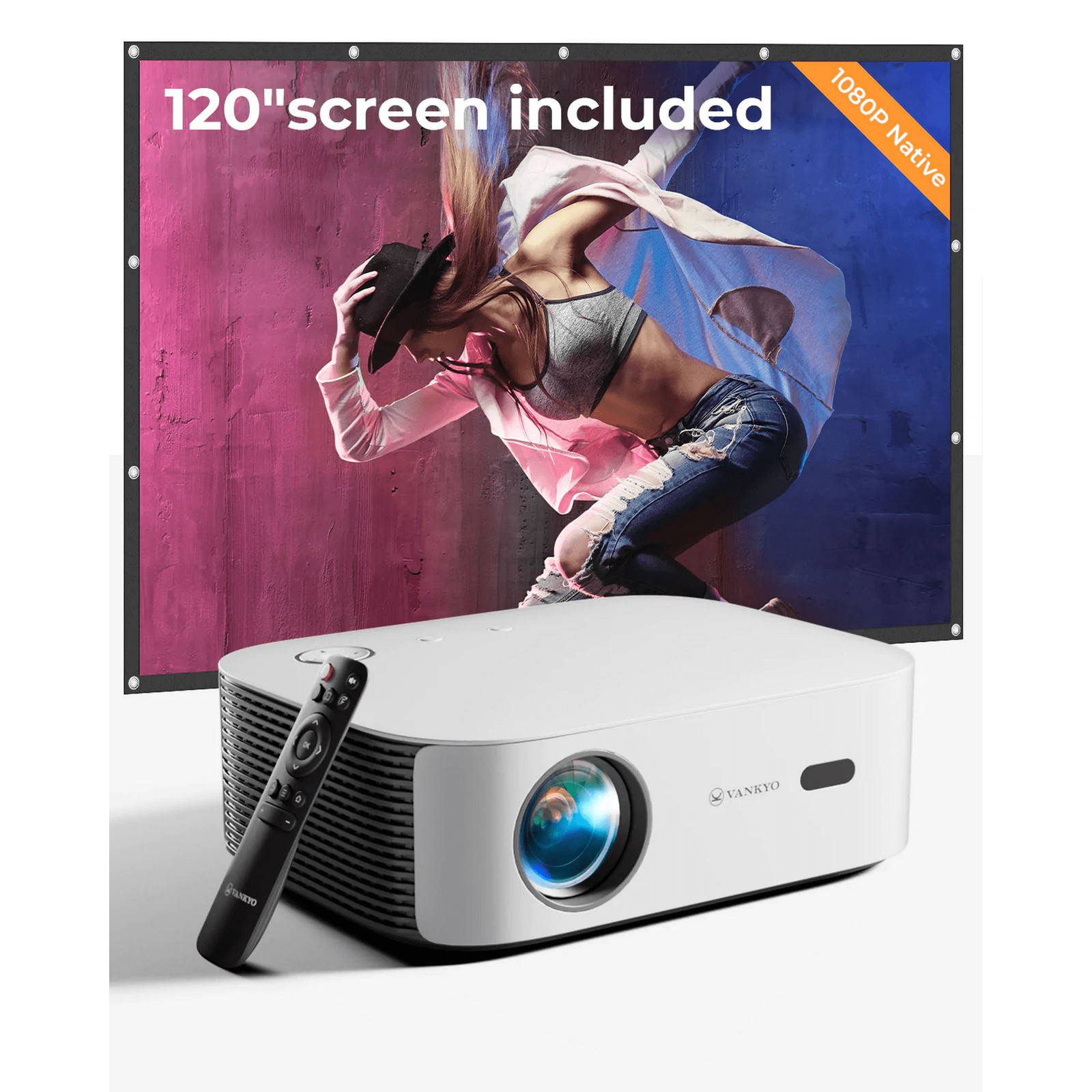 45000 Lumen 4K Projector Dolby LED 1080P HD 5G WiFi Bluetooth Video Home Theater