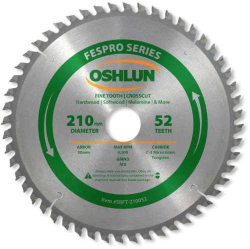Oshlun SBFT-210052 FesPro Crosscut ATB Saw Blade, 210mm x 52T