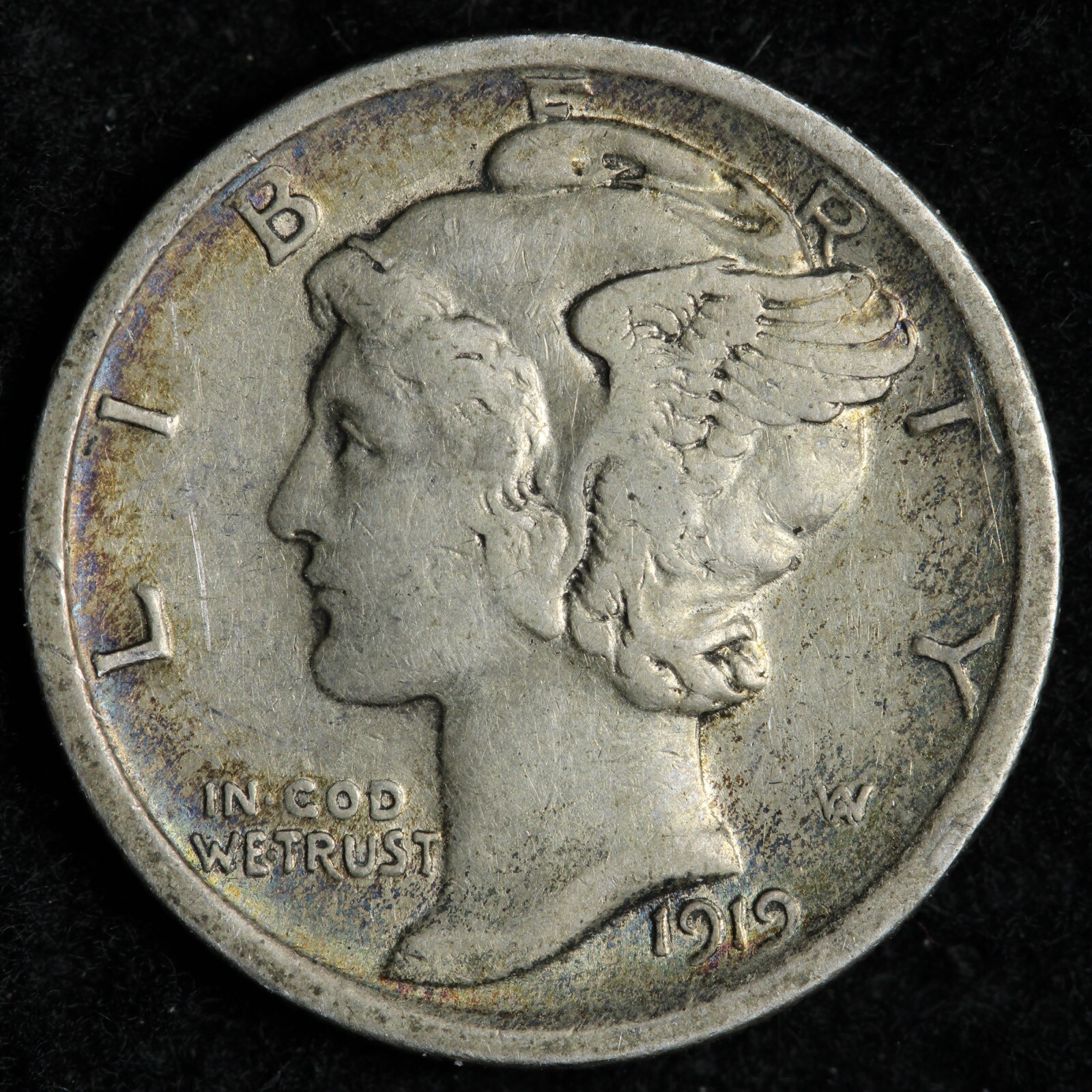 1919 Mercury Silver Dime XF E151 ZTL