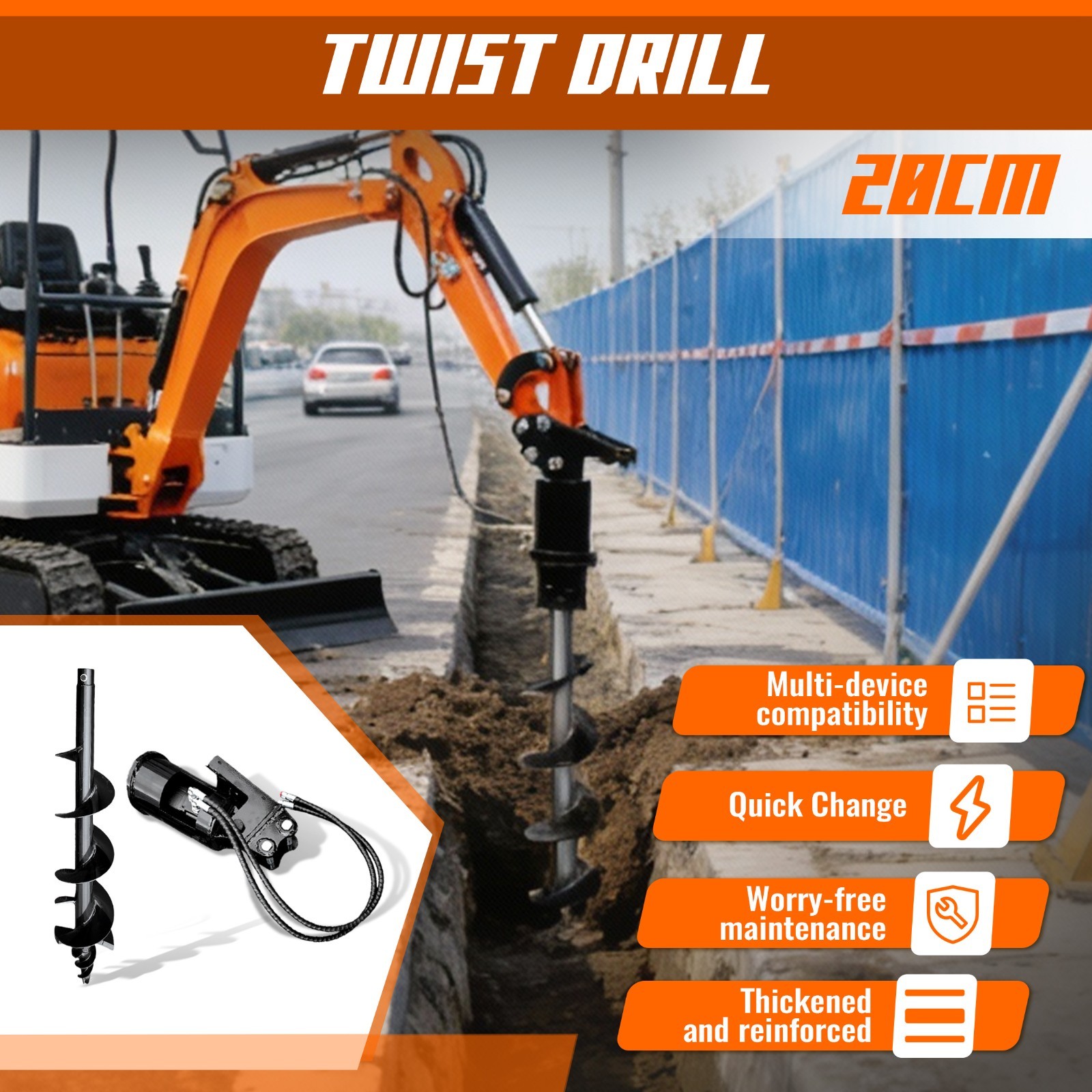 Ultimate 9-in-1 Digger Attachment Set: From Demolition to Leveling & Raking