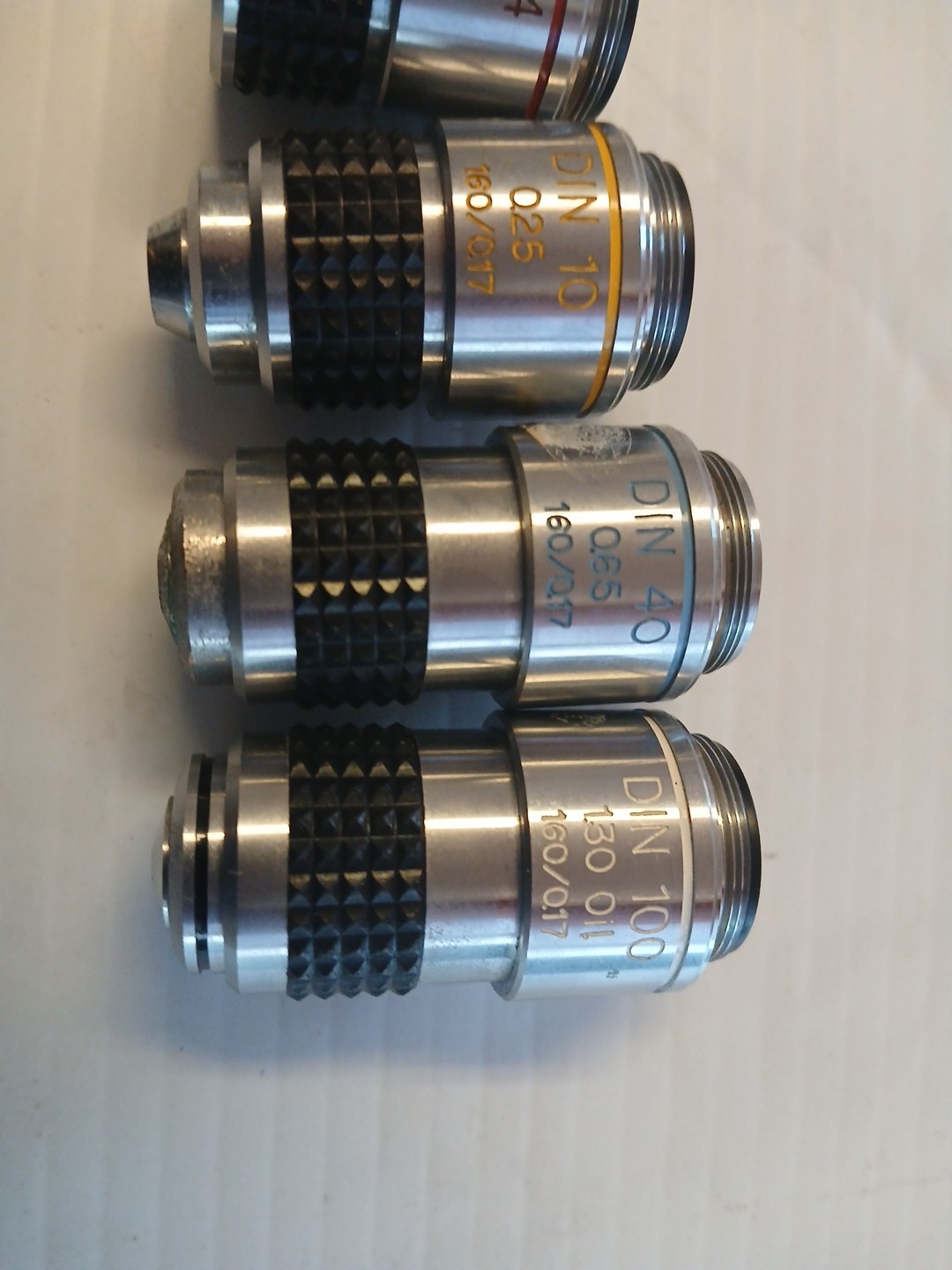 Lot of 4 Swift Microscope Objective Lenses