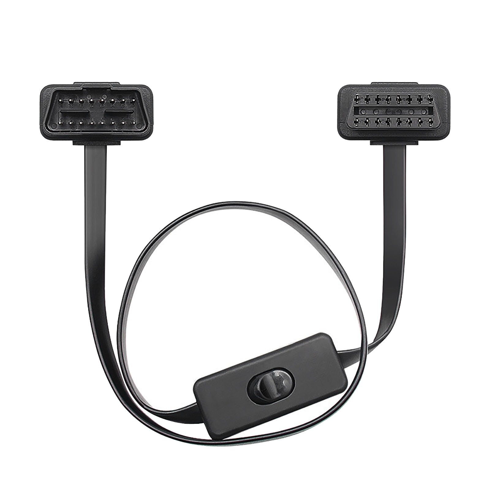 60cm OBD2 II Low Profile Left Right Angle Y Splitter Flat Ribbon Extension Cable