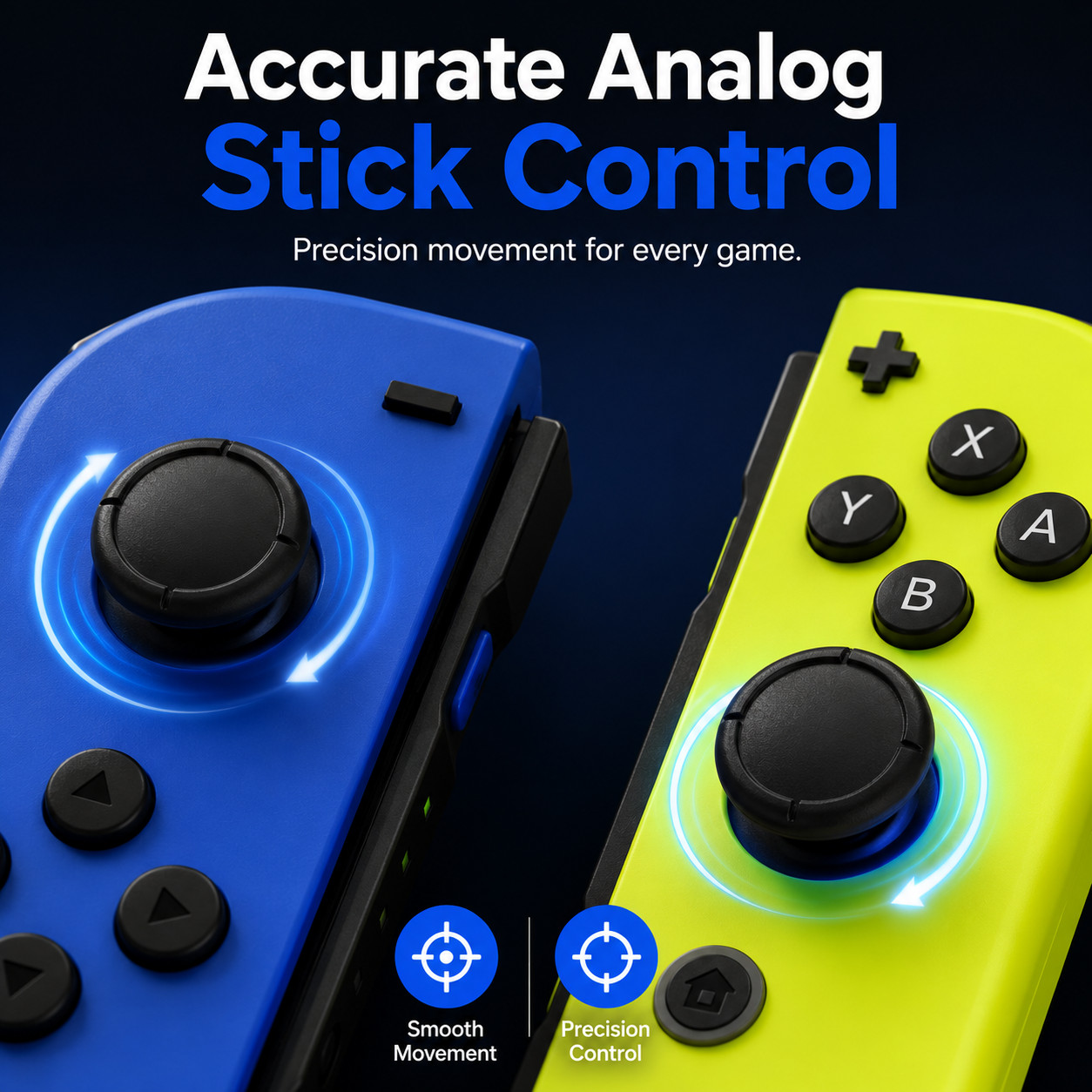 Wireless Joy Con Controllers Compatible with Nintendo Switch Blue & Neon Yellow