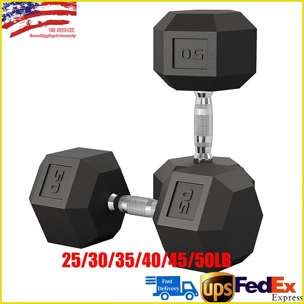25-50LB Hex Dumbbell Hand Weights Dumbbells Pair Strength Training , Set of 2