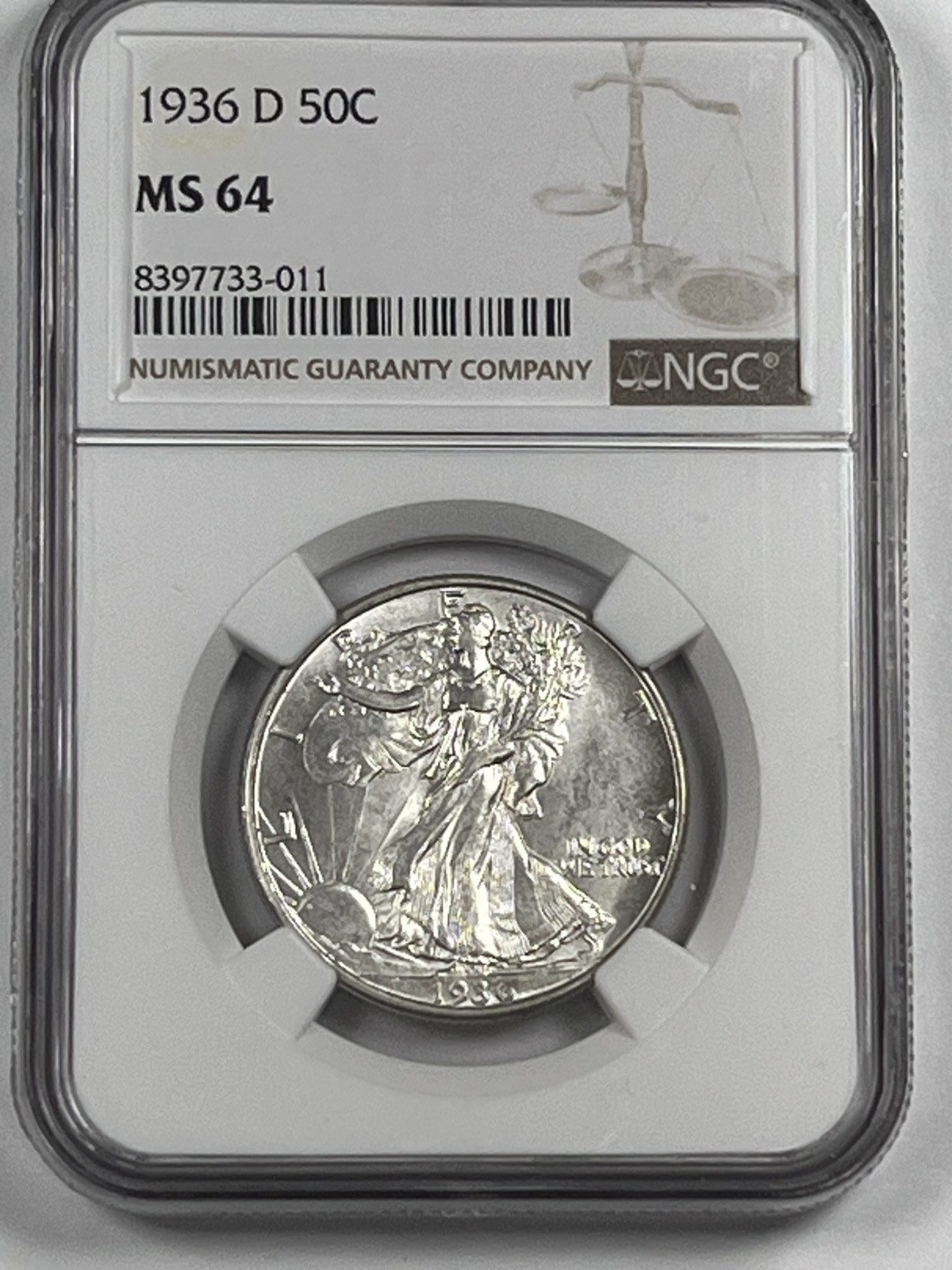 1936-D Walking Liberty Half Dollar NGC MS64