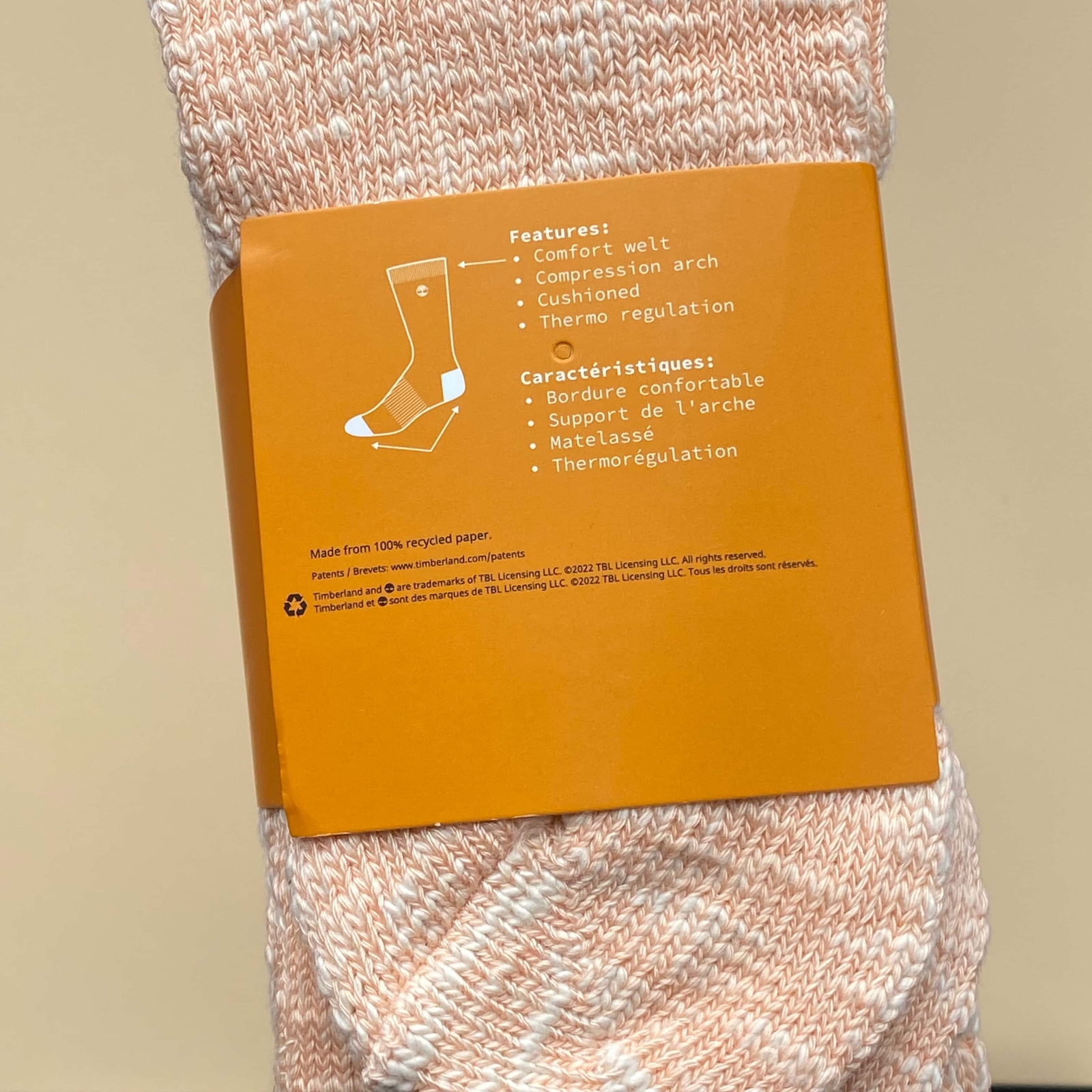 Timberland Men's Wool Cushioned Boot Socks - 4 Pairs, Thermal, Peach Marl (OSFM)