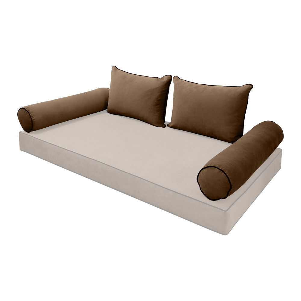 SLIPCOVER ONLY Contrast Twin Style V4 Velvet Indoor Daybed Bolster Cushion AD308