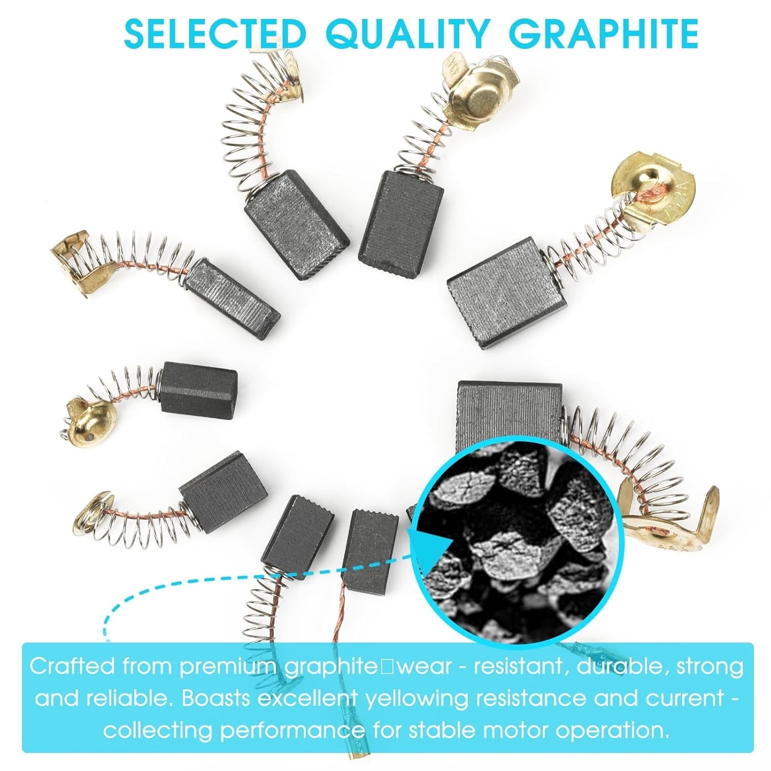 60 Pcs Electric Motor Carbon Brushes Set 10 Assorted Sizes Graphite & Copper Re