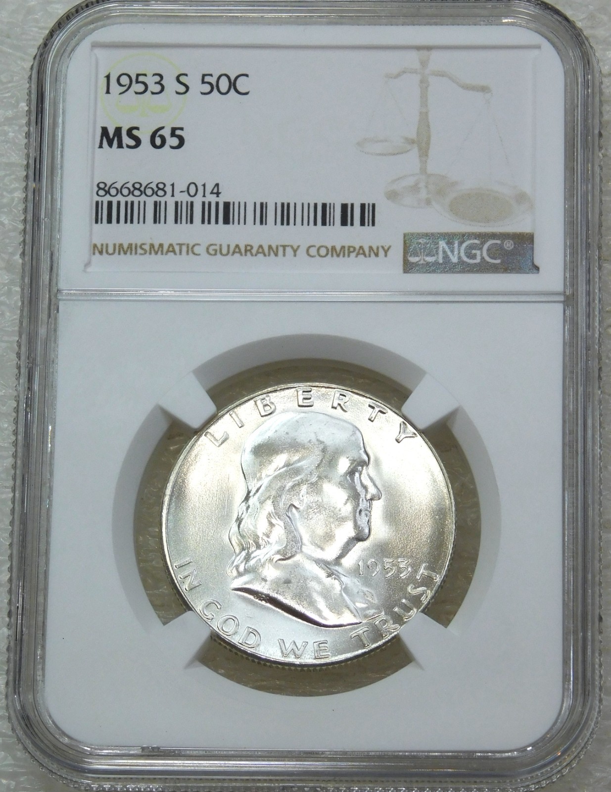 1953 S Franklin Half Dollar NGC MS65 Frosty White Just Graded New Holder #V304G