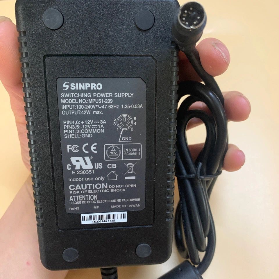 Genuine SINPRO MPU51-209 Switching Power Supply 45W 6Pin +12V3A -12V1A