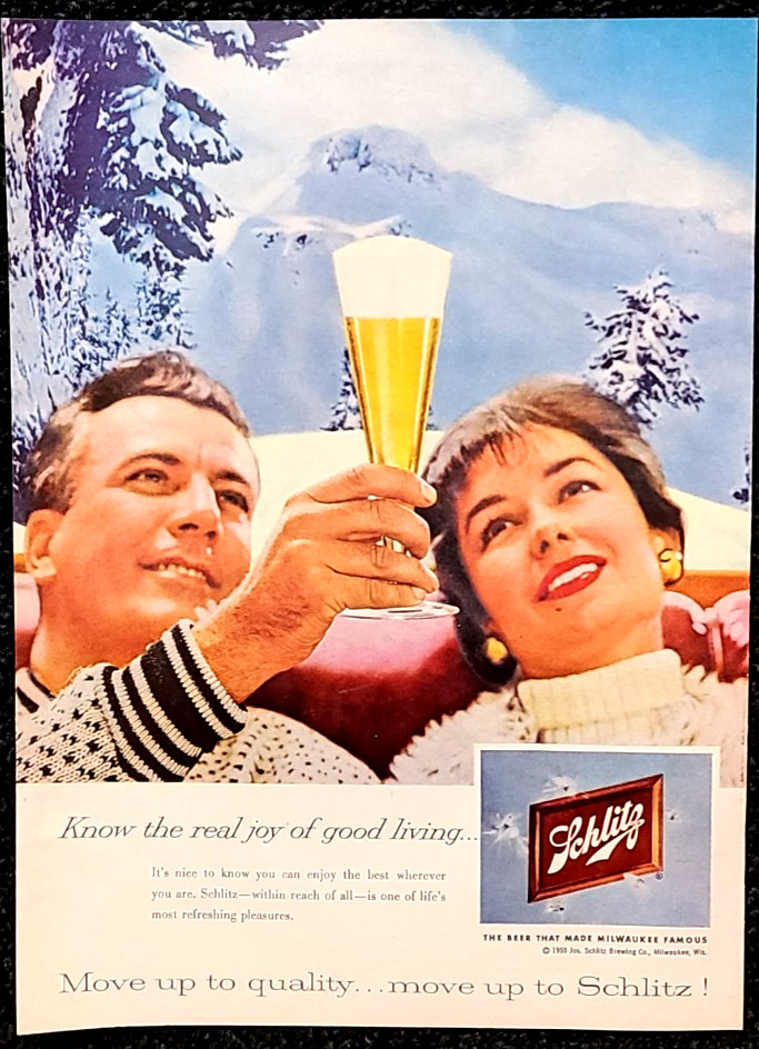 Schlitz Beer Original 1959 Vintage Print Ad Wall Art