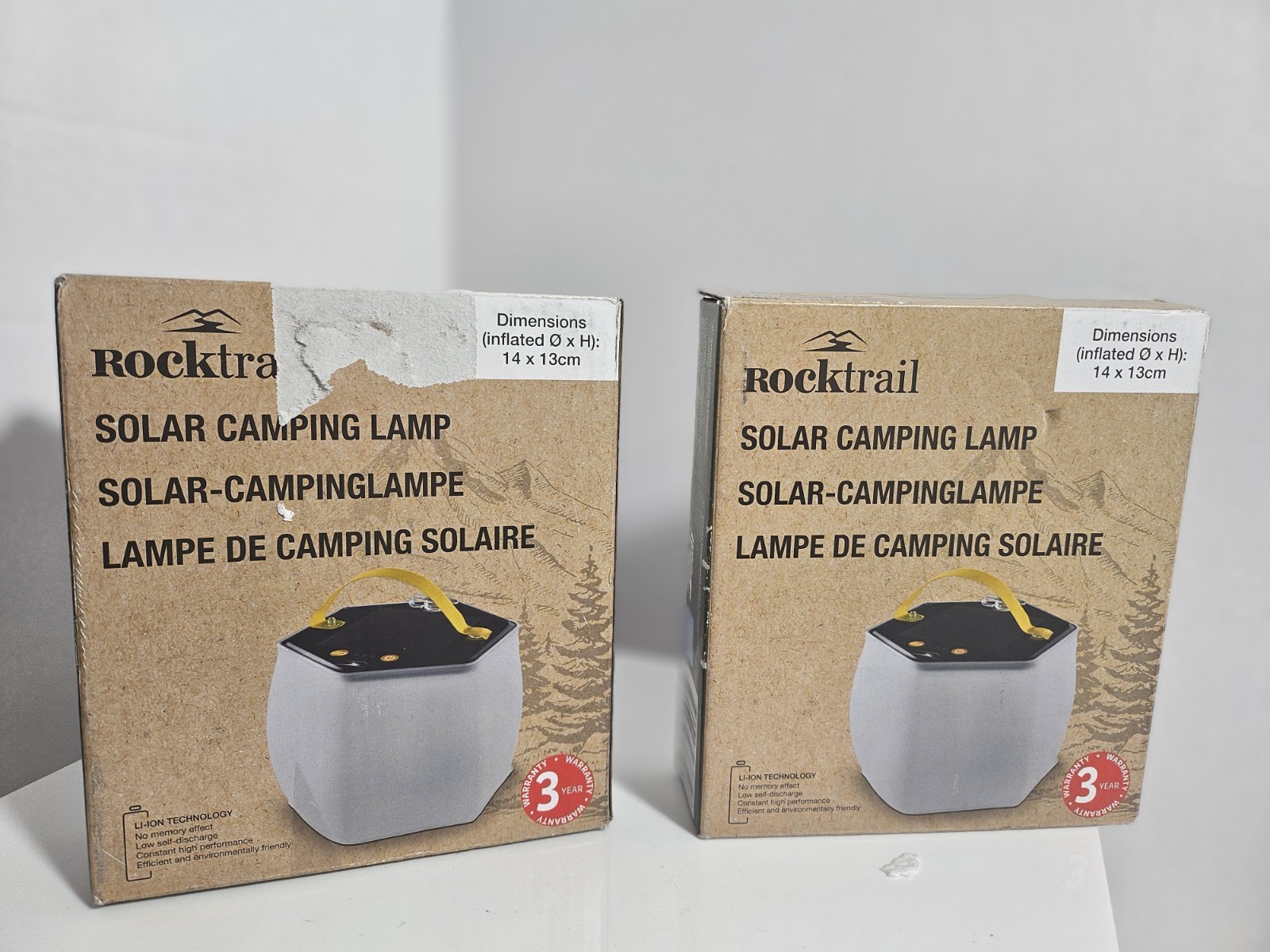 Pack of 2 Rocktrail Solar Camping Lamp: Rechargeable Lantern