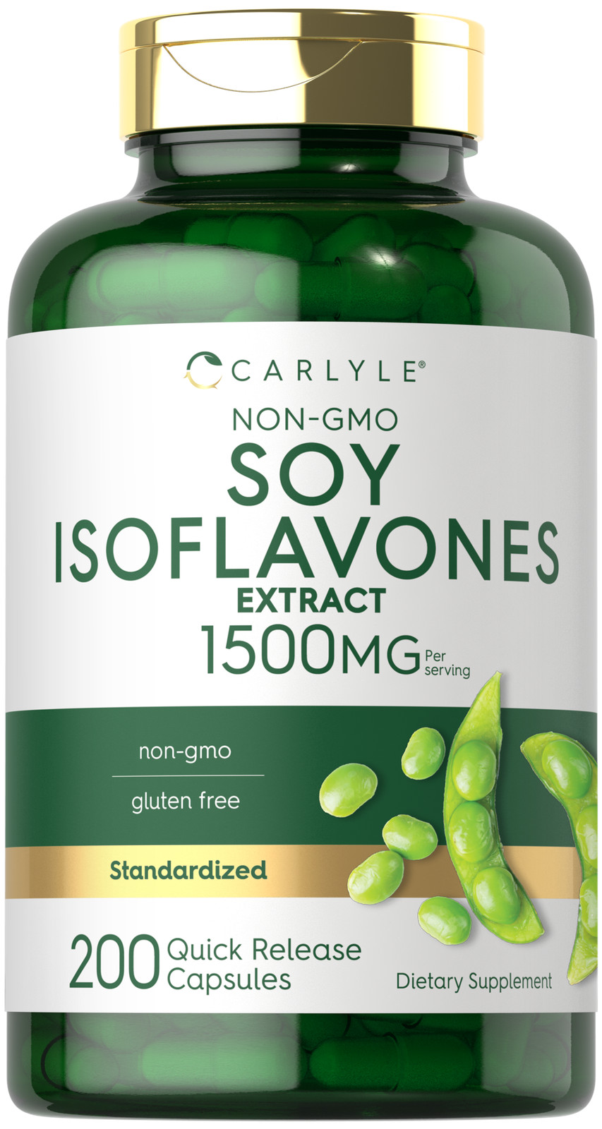Soy Isoflavones for Women and Men 1500mg | 200 Capsules | Non-GMO | by Carlyle