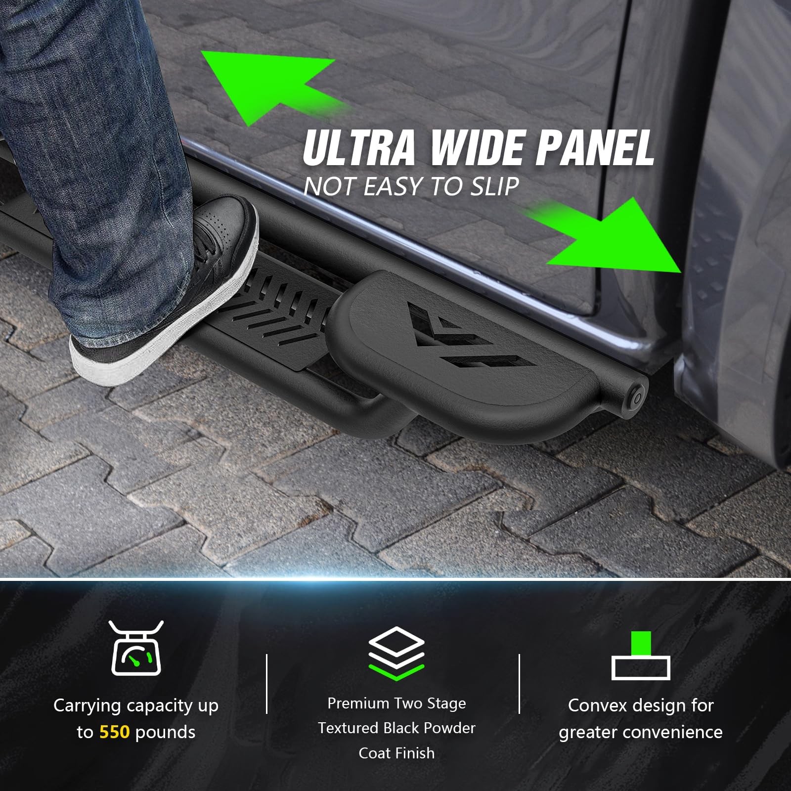 Two Raised Steps Running Boards for Double Cab Extended Cab