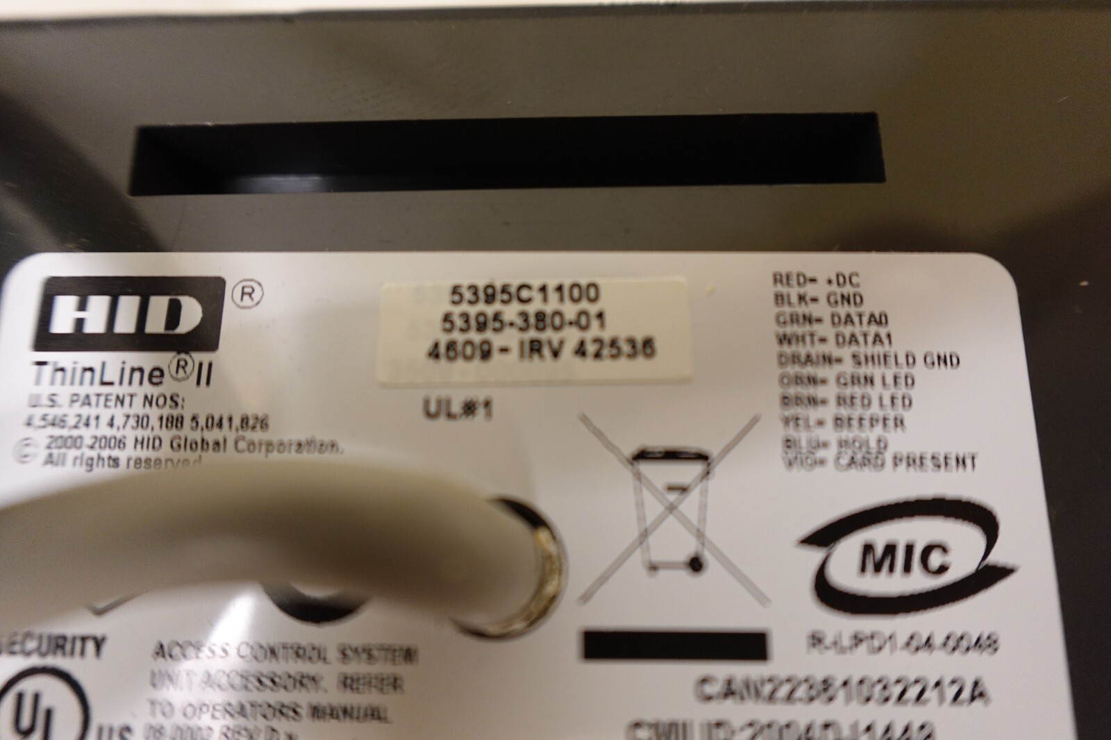 HID Assa-Abloy 5395C1100 ThinLine II Black Wall Switch Proximity Reader NOS
