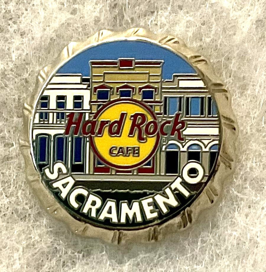 HARD ROCK CAFE SACRAMENTO BOTTLE CAP SERIES GOLD RUSH ERA BUILDINGS PIN # 34113