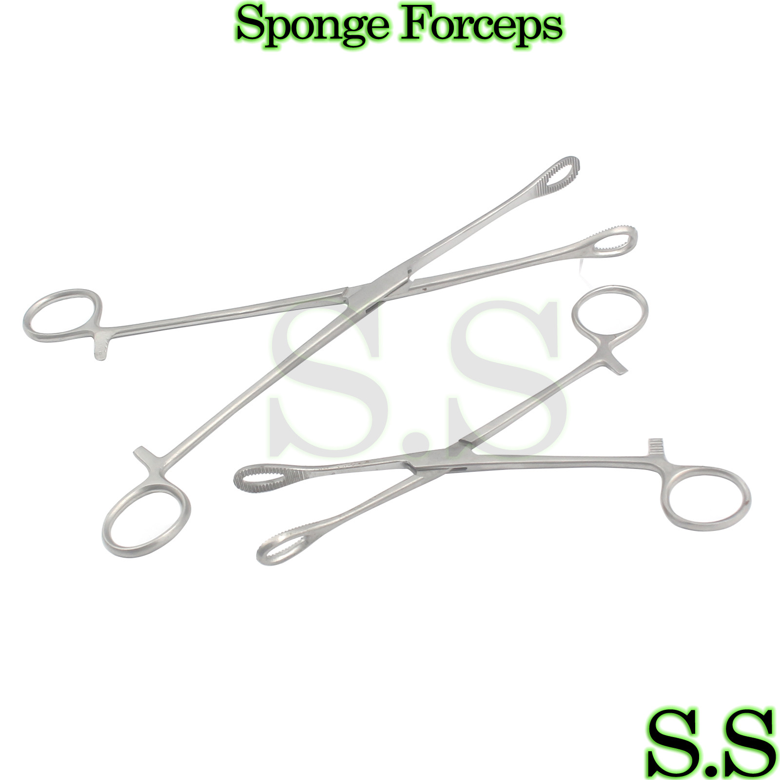 Set Of 2 Sponge Forceps 7" 10" Straight Serrated SUrgical Instruments