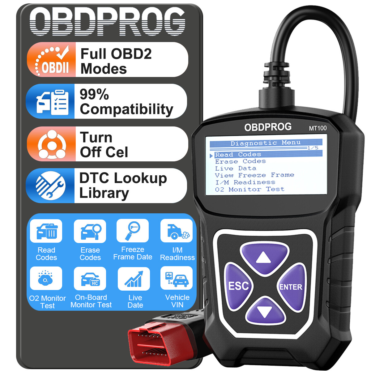 ANCEL MT100 OBD2 Scanner Code Reader Car Diagnostic Scan Tool Check Engine Fault