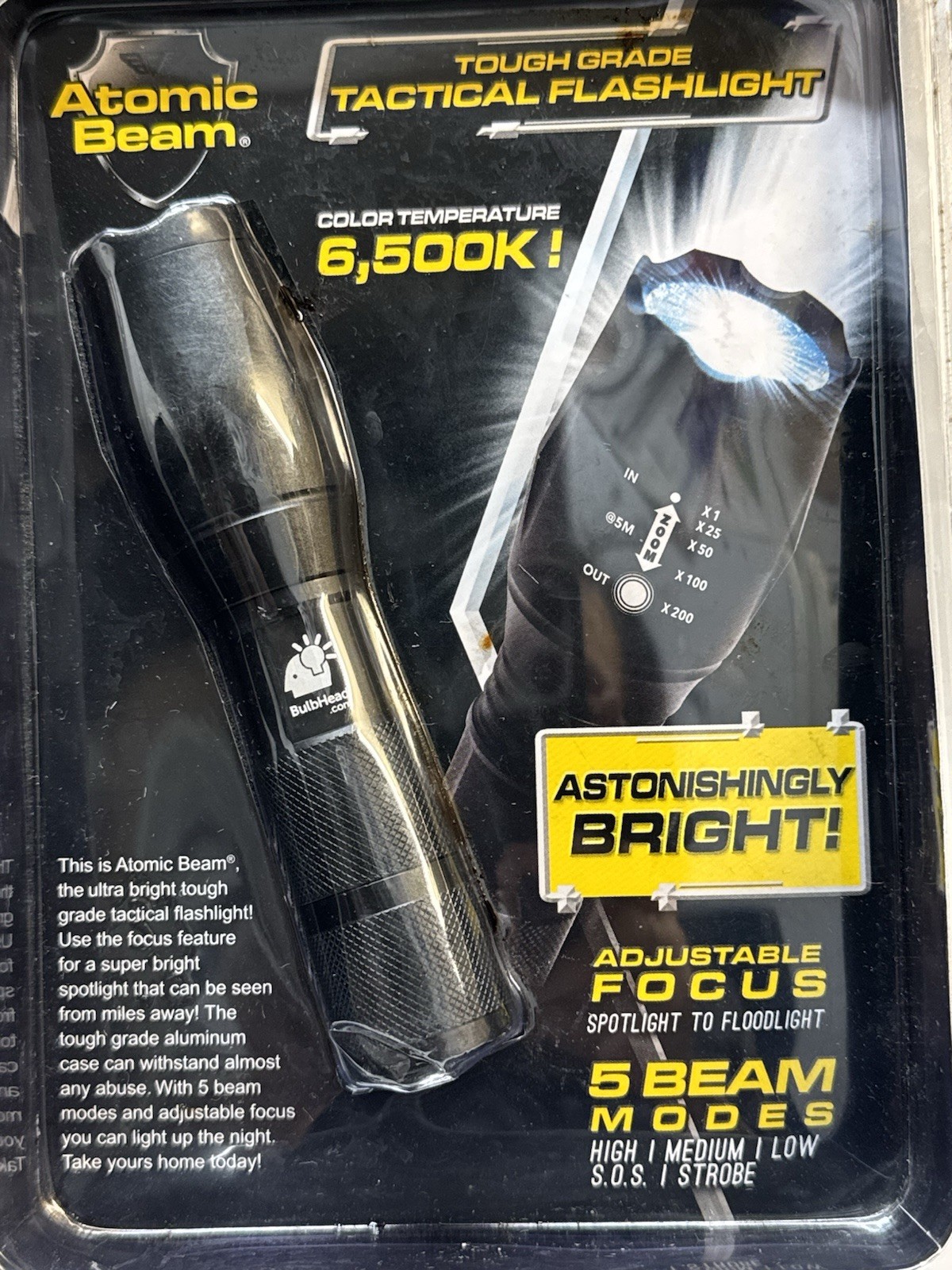 tough grade tactical flashlight water/shock resistant 6500k