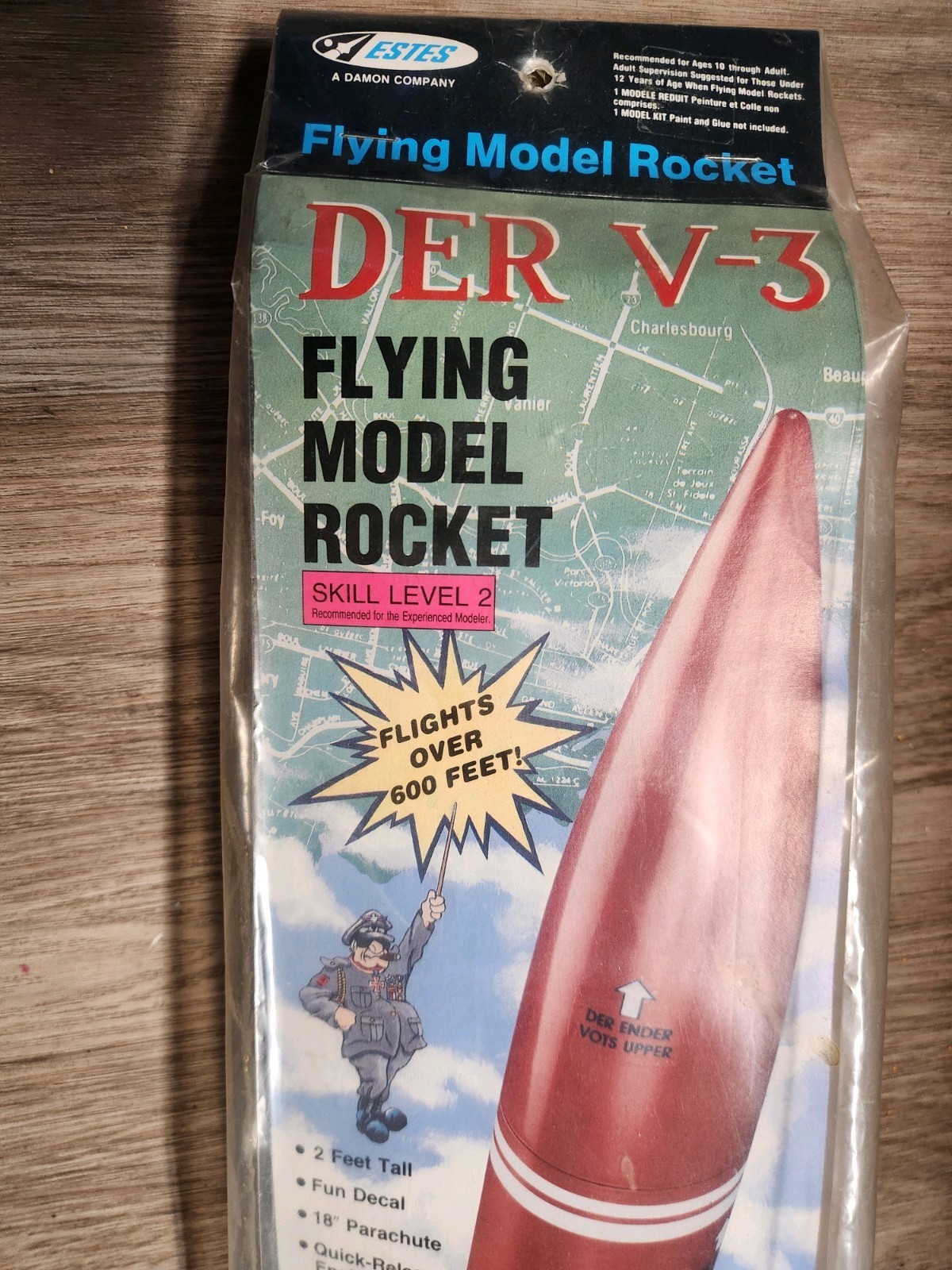 Estes Der V3 #1970 Flying Model Rocket Kit Oop, Extremely Rare Vintage Rocket