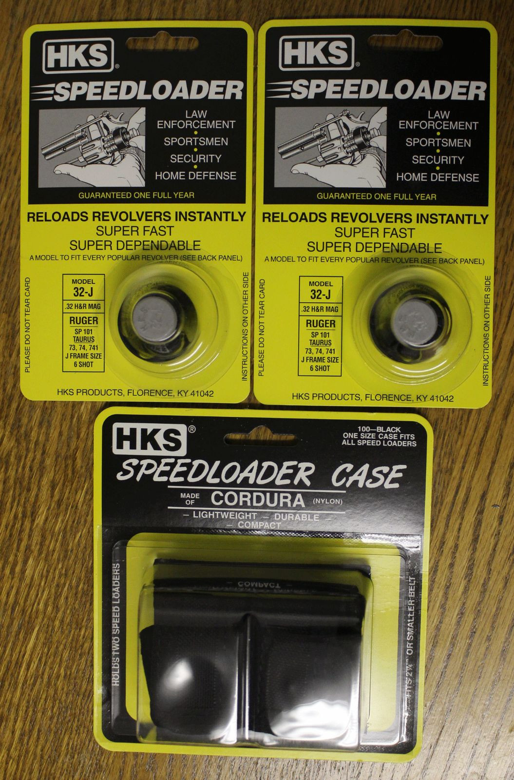 (2 PACK with Pouch) HKS 32-J Speedloaders [6-shot .32 H&R Mag J-Frame]+HKS Case